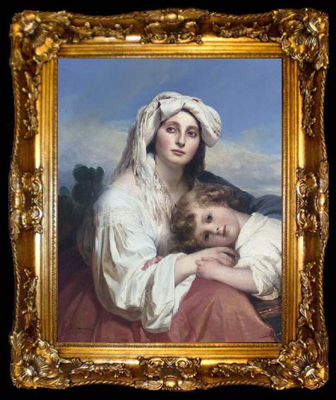 framed  Franz Xaver Winterhalter Italienerin mit Kind, ta009-2